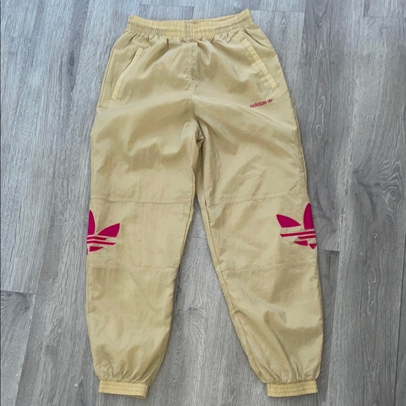 Adidas Tan and Pink Joggers with Elastic Cuffs #A076 - Picture 1 of 1